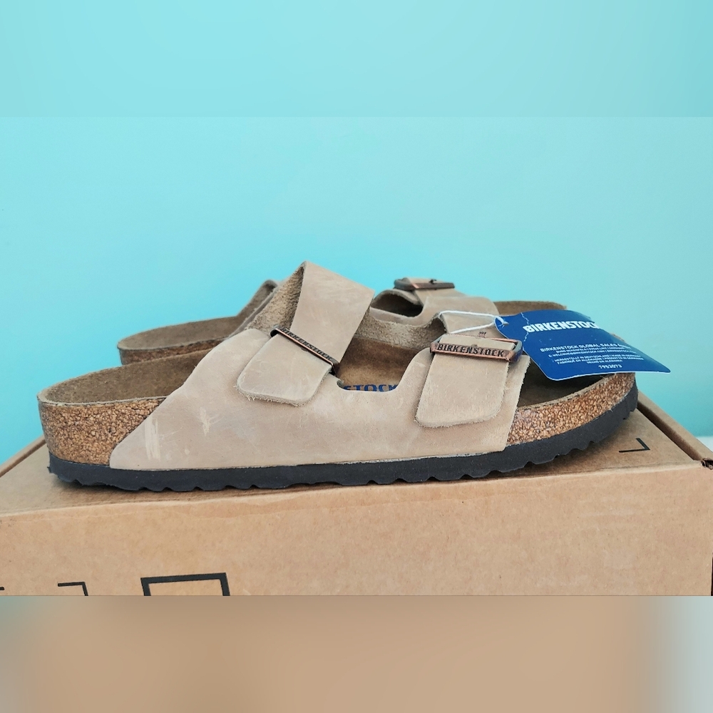 Birkenstock Arizona Tobacco Brown Leather Unisex Sandals Women's 11R/Mens 9R NWT - Picture 3 of 16